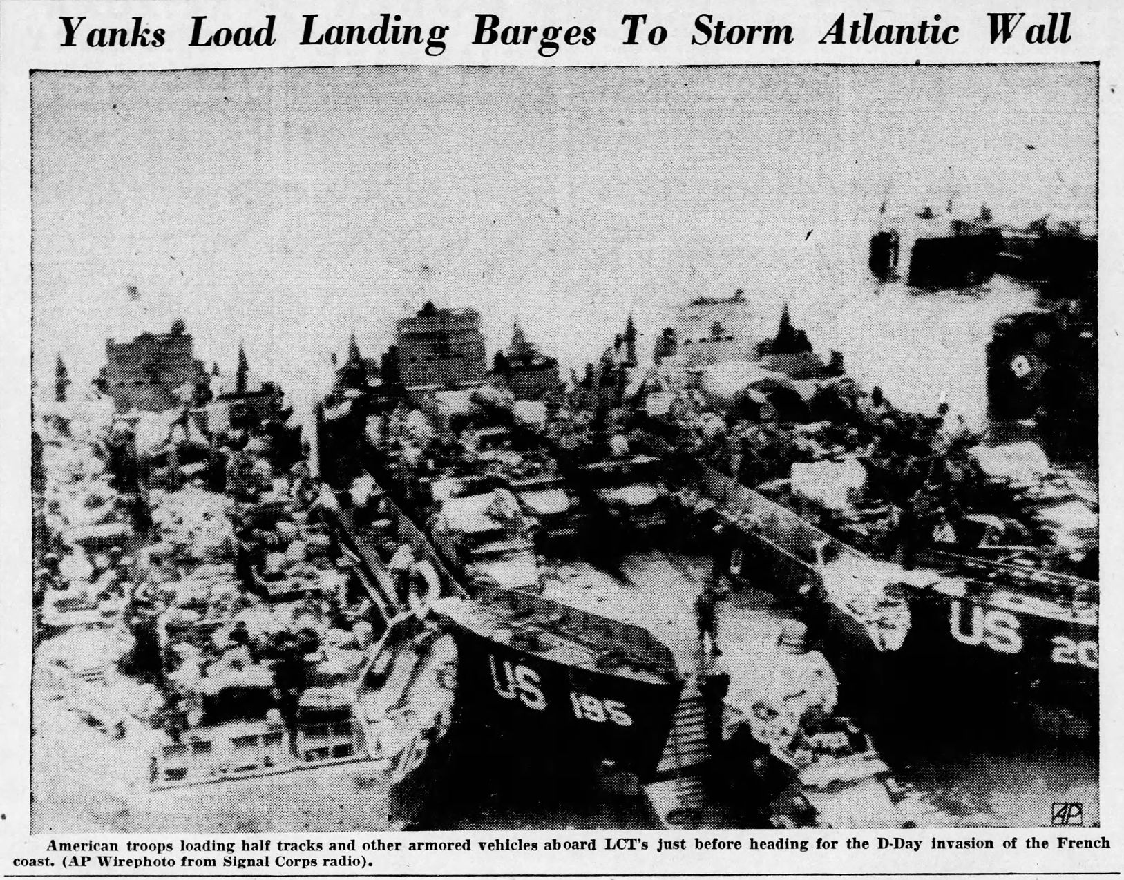 Yanks load landing barges to storm Atlantic wall
